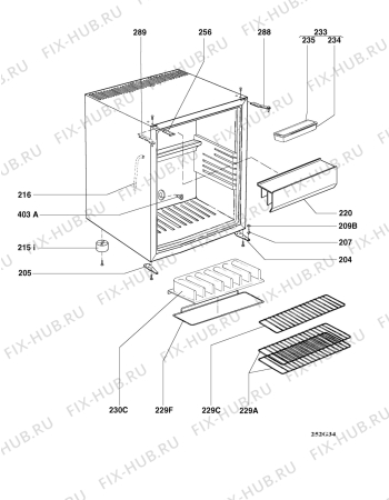 Взрыв-схема холодильника Electrolux RH255D - Схема узла Housing 001